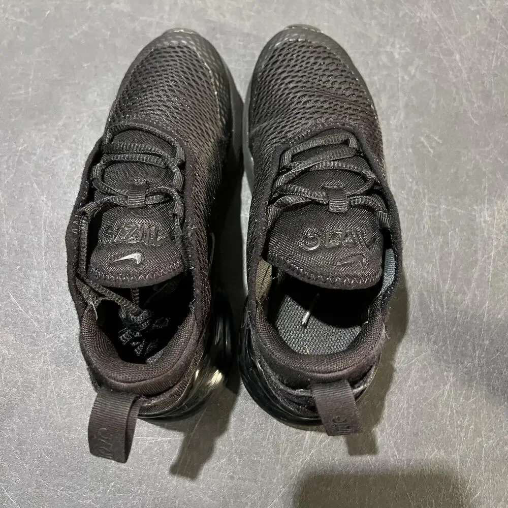 Nike Air Max 270 Shoes Youth Size 1Y Black Triple Black Mesh Sneakers AO2372-006
